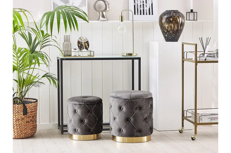 Olingskog Fotskammel med Oppbevaring 2-pk - Grå - Møbler - Stoler - Krakk - Fotskammel