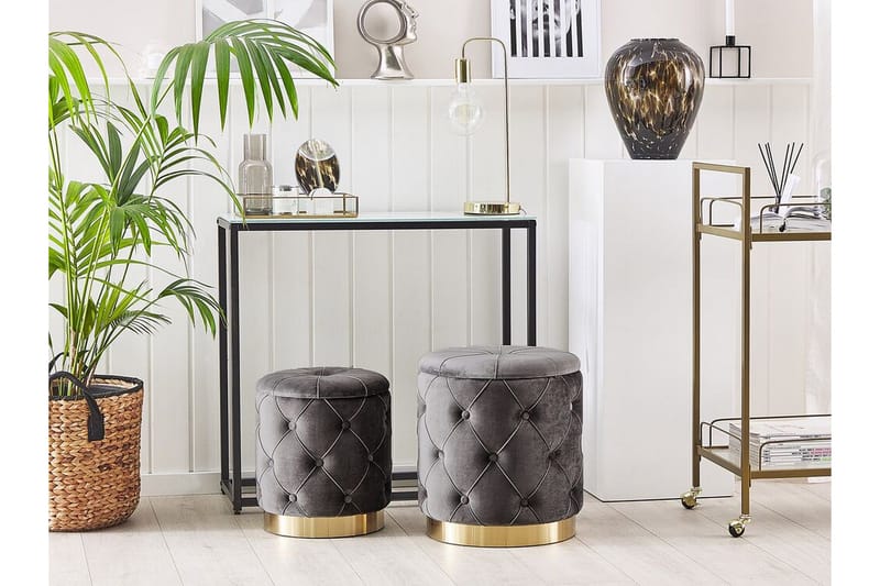 Olingskog Fotskammel med Oppbevaring 2-pk - Grå - Møbler - Stoler - Krakk - Fotskammel