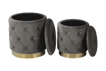 Olingskog Fotskammel med Oppbevaring 2-pk - Grå - Møbler - Stoler - Krakk - Fotskammel