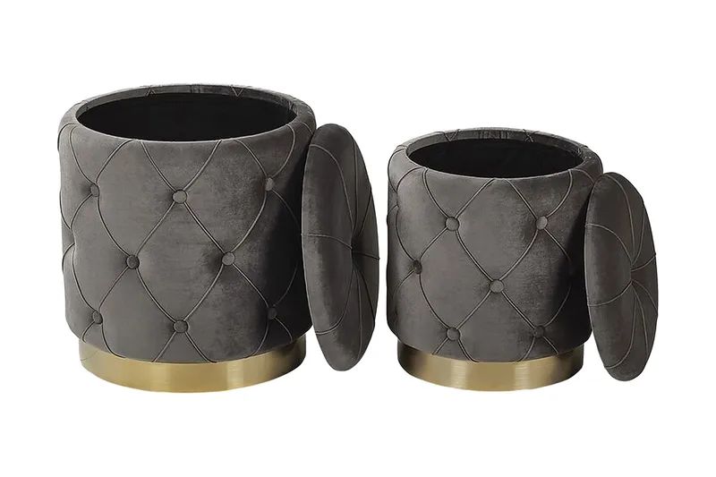 Olingskog Fotskammel med Oppbevaring 2-pk - Grå - Møbler - Stoler - Krakk - Fotskammel