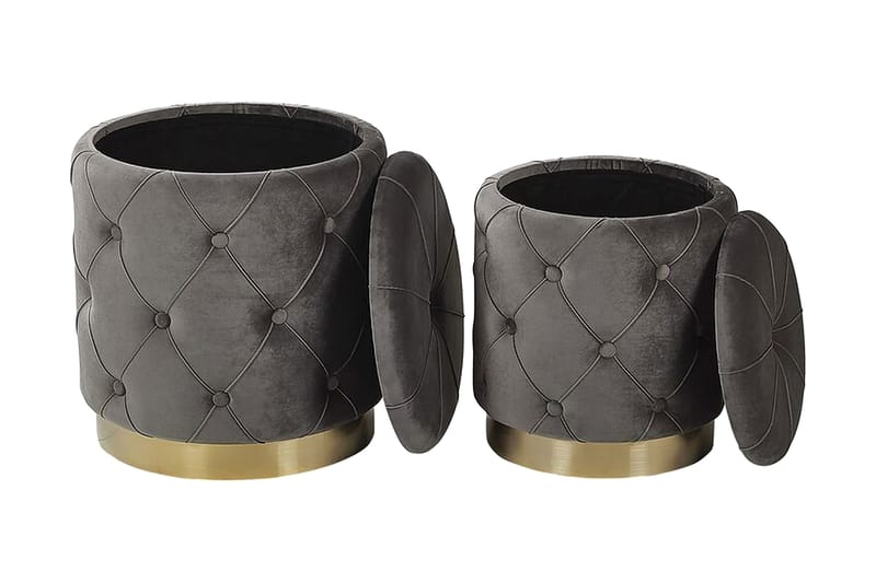 Olingskog Fotskammel med Oppbevaring 2-pk - Grå - Møbler - Stoler - Krakk - Fotskammel