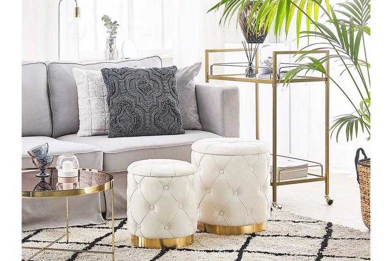 Olingskog Fotskammel med Oppbevaring 2-pk - Hvit - Møbler - Stoler - Krakk - Fotskammel