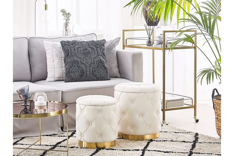 Olingskog Fotskammel med Oppbevaring 2-pk - Hvit - Møbler - Stoler - Krakk - Fotskammel