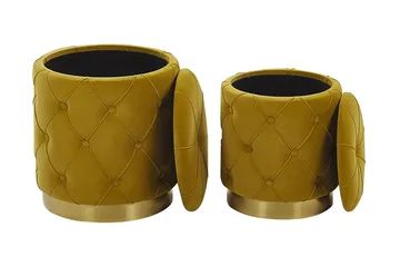 Olingskog Fotskammel med Oppbevaring 2-pk - Gul - Møbler - Stoler - Krakk - Fotskammel