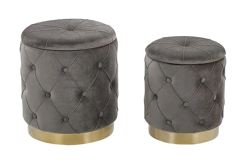 Olingskog Fotskammel med Oppbevaring 2-pk, Grå