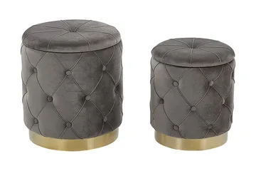 Olingskog Fotskammel med Oppbevaring 2-pk - Grå - Møbler - Stoler - Krakk - Fotskammel