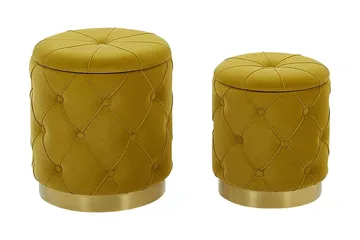 Olingskog Fotskammel med Oppbevaring 2-pk - Gul - Møbler - Stoler - Krakk - Fotskammel