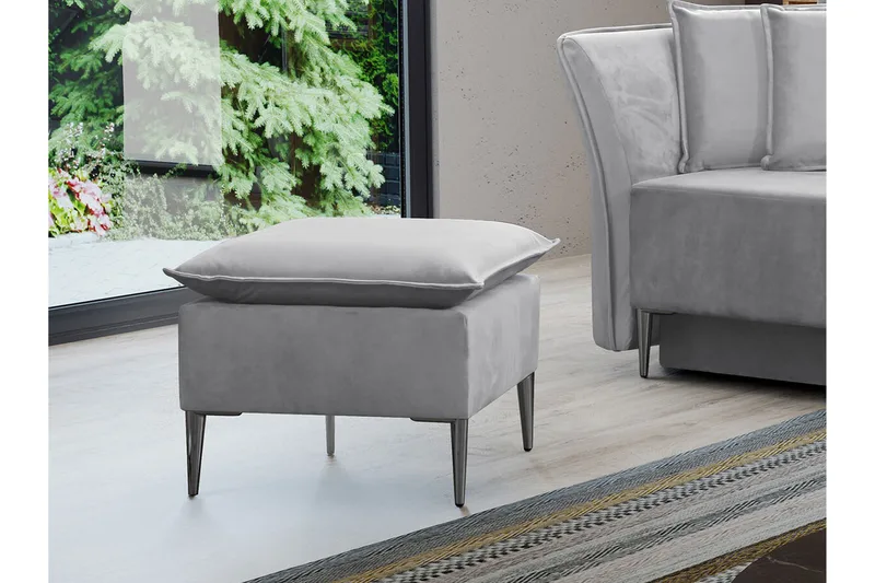 Staffin Fotpall 50 cm NO_BRAND Light grey/Dark grey - Møbler - Stoler - Krakk - Fotskammel