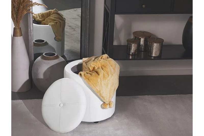 Syosset Fotskammel med Oppbevaring - Hvit - Møbler - Stoler - Krakk - Fotskammel