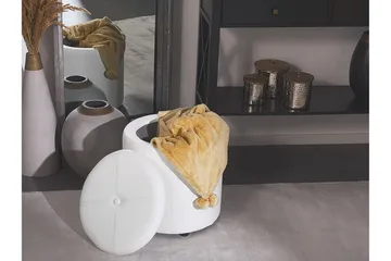 Syosset Fotskammel med Oppbevaring - Hvit - Møbler - Stoler - Krakk - Fotskammel