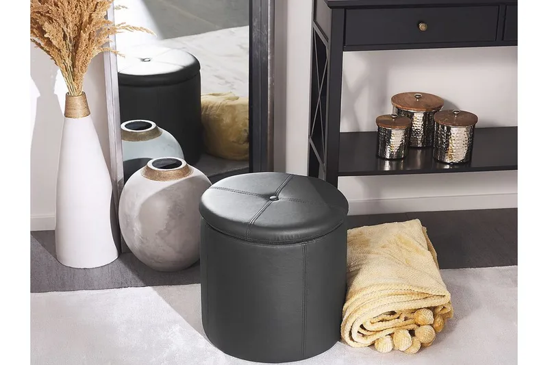 Syosset Fotskammel med Oppbevaring - Svart - Møbler - Stoler - Krakk - Fotskammel