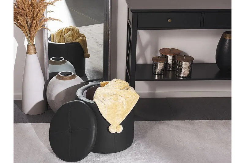 Syosset Fotskammel med Oppbevaring - Svart - Møbler - Stoler - Krakk - Fotskammel