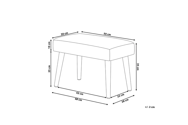 TAKOMA Fotskammel 30 x 50 cm - Grå - Møbler - Stoler - Krakk - Fotskammel