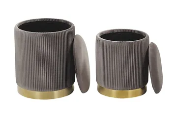 Trumelet Fotskammel med Oppbevaring 2-pk - Grå - Møbler - Stoler - Krakk - Fotskammel