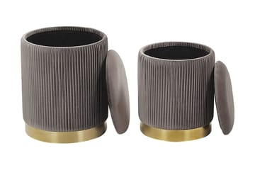 Trumelet Fotskammel med Oppbevaring 2-pk - Grå - Møbler - Stoler - Krakk - Fotskammel