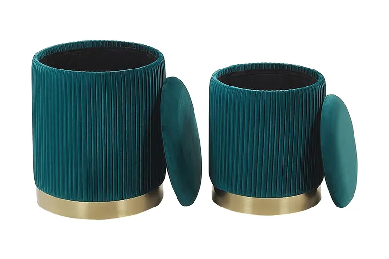 Trumelet Fotskammel med Oppbevaring 2-pk - Blå - Møbler - Stoler - Krakk - Fotskammel