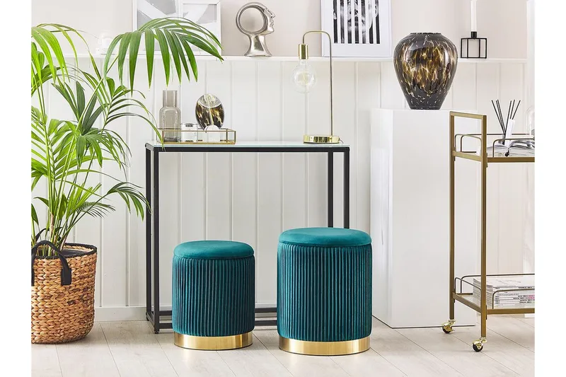 Trumelet Fotskammel med Oppbevaring 2-pk - Blå - Møbler - Stoler - Krakk - Fotskammel