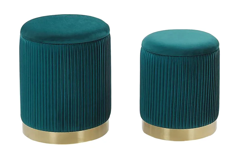 Trumelet Fotskammel med Oppbevaring 2-pk, Blå