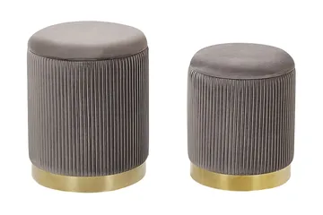 Trumelet Fotskammel med Oppbevaring 2-pk - Grå - Møbler - Stoler - Krakk - Fotskammel