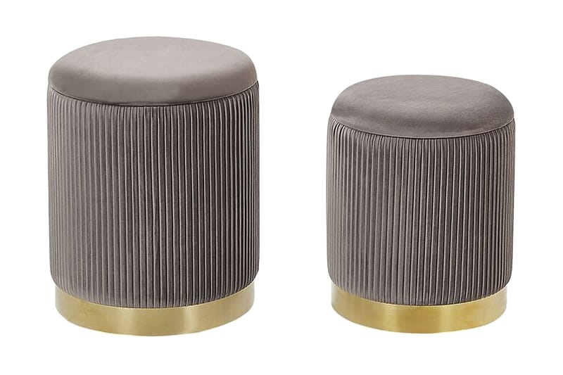 Trumelet Fotskammel med Oppbevaring 2-pk, Grå