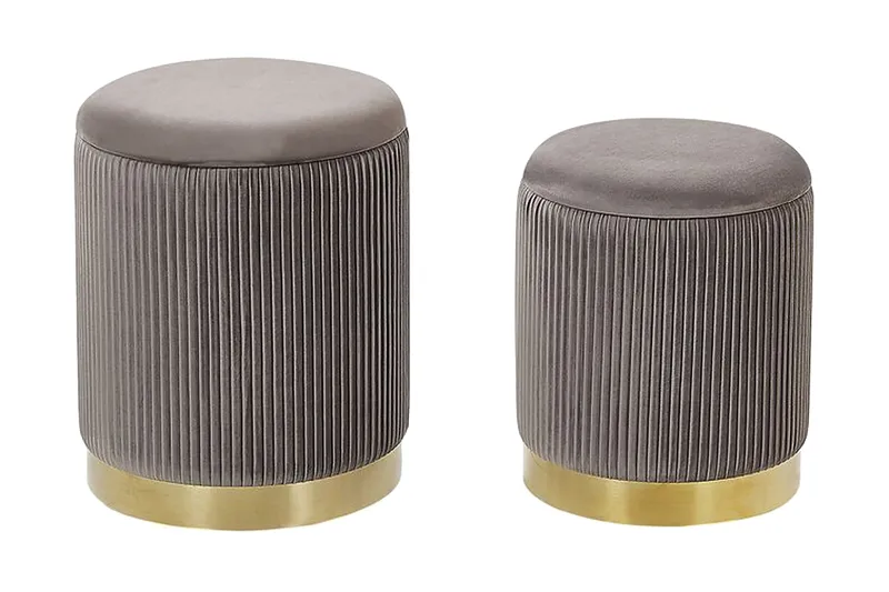 Trumelet Fotskammel med Oppbevaring 2-pk, Grå