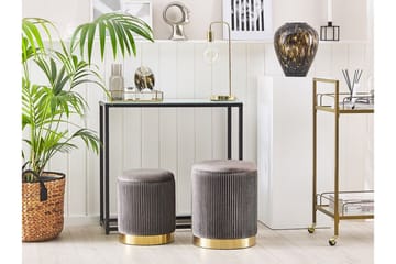 Trumelet Fotskammel med Oppbevaring 2-pk - Grå - Møbler - Stoler - Krakk - Fotskammel