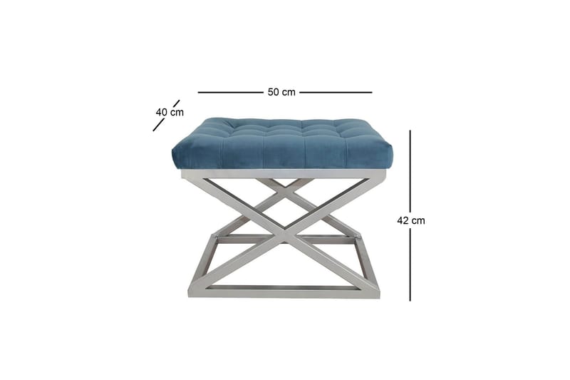 Gillie Sittepuff 40 cm - Sølv/Blå - Møbler - Stoler - Krakk - Puff