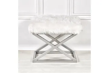 Gillie Sittepuff 40 cm - Sølv/Hvit - Møbler - Stoler - Krakk - Puff