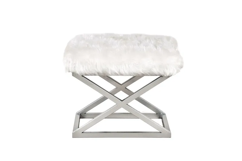 Gillie Sittepuff 40 cm, Sølv/Hvit