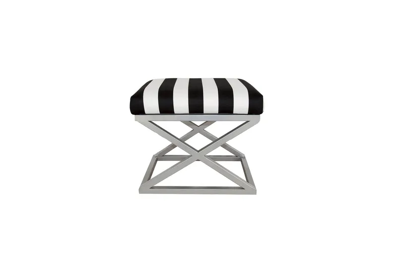 Gillie Sittepuff 40 cm, Sølv/Hvit/Svart