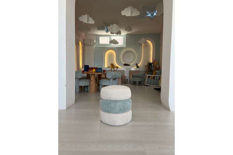 Gisele Sittepuff 36 cm, Blå/Hvit