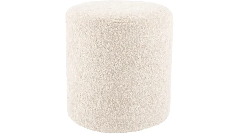 House Puff 35 cm Rund Teddy, Hvit