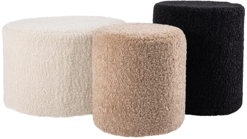 House Puff 35 cm Rund Teddy - Beige - Møbler - Stoler - Krakk - Puff