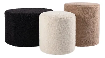 House Puff 35 cm Rund Teddy - Hvit - Møbler - Stoler - Krakk - Puff
