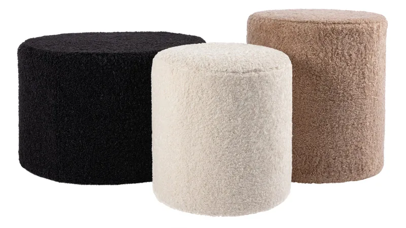 House Puff 35 cm Rund Teddy - Hvit - Møbler - Stoler - Krakk - Puff