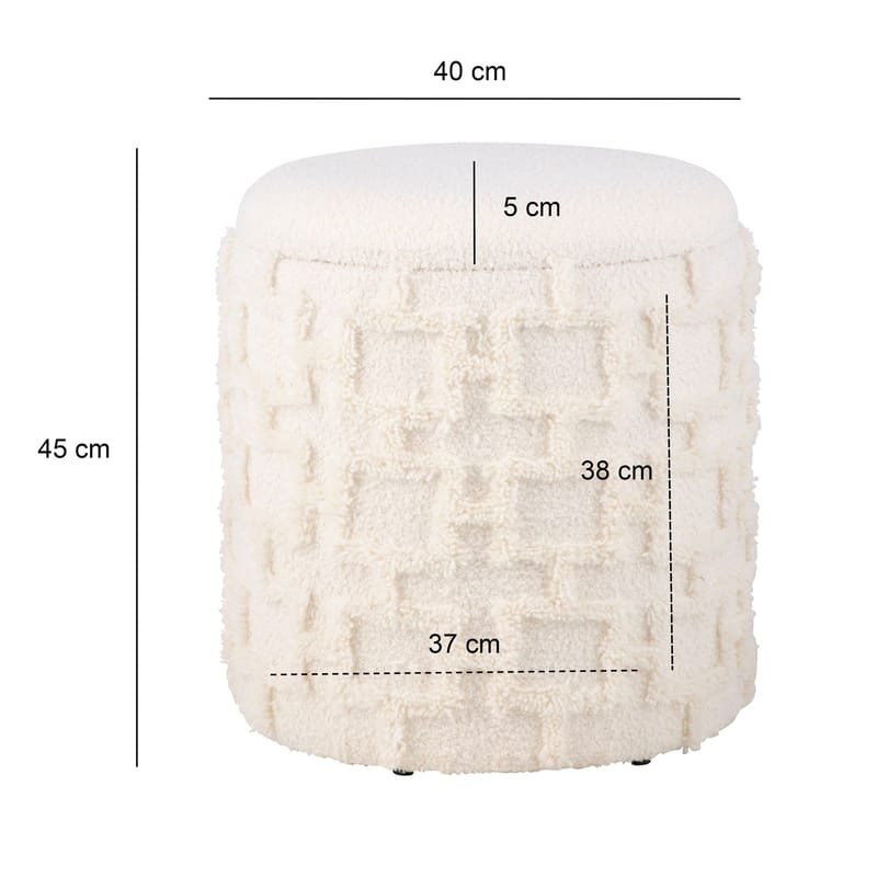 Ivoino krakk 40 cm - kremhvit med gråbrune elementer - Møbler - Stoler - Krakk - Fotskammel