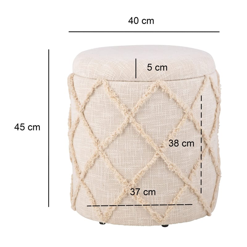 Ivoino krakk 40 cm - kremhvit - Møbler - Stoler - Krakk - Fotskammel