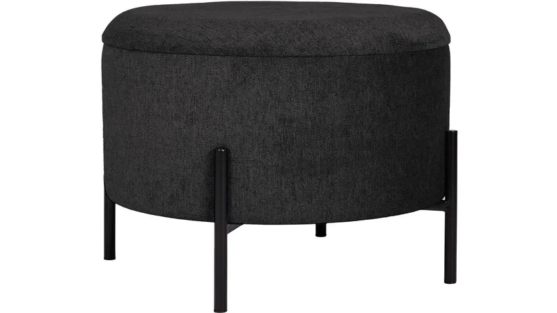 Karan puff med oppbevaring 55 cm rund, Antrasitt