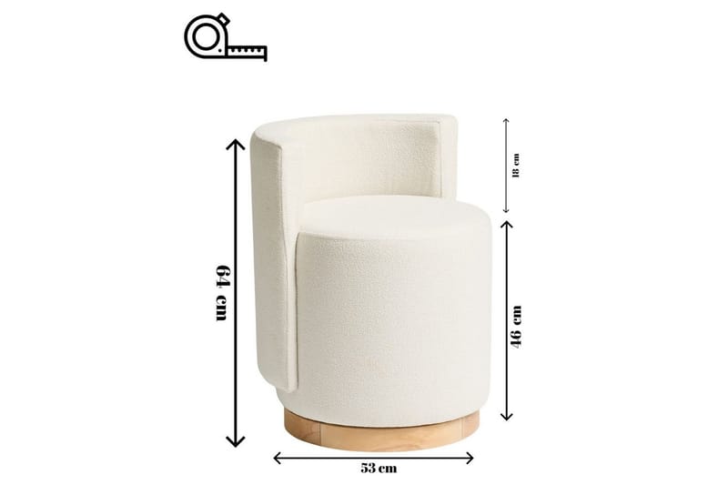 Kelran Fotpall 45 cm - Krem - Møbler - Stoler - Krakk - Fotskammel
