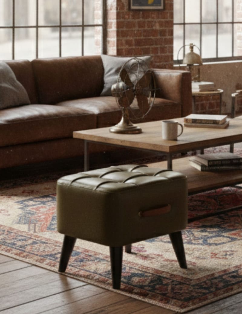 Lenira Sittepuff 43 cm - Khaki - Møbler - Stoler - Krakk - Puff