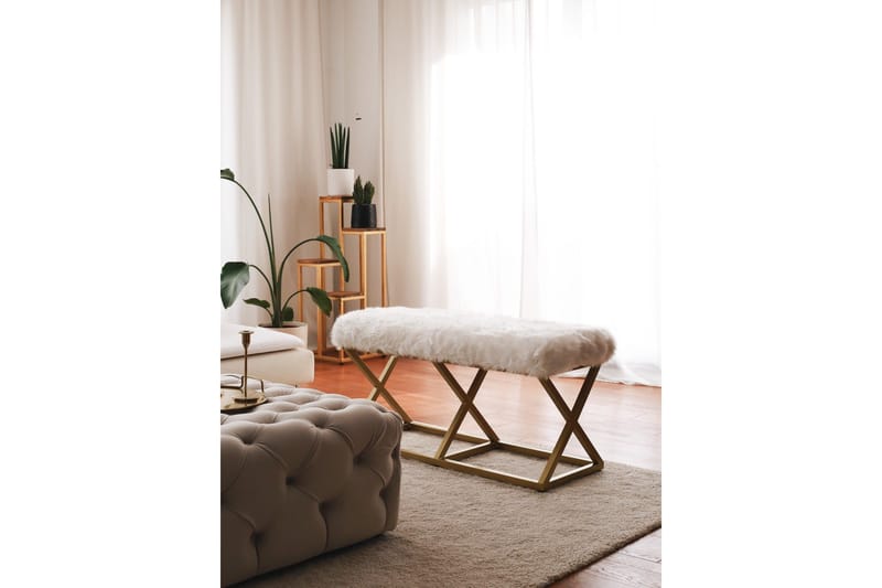 Murmu Sittekrakk 100 cm - Gull/Hvit - Møbler - Stoler - Krakk - Fotskammel