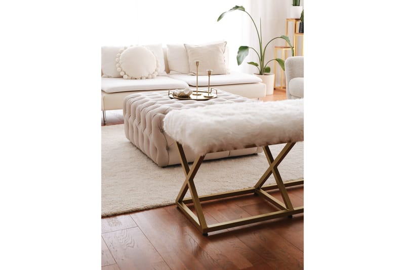 Murmu Sittekrakk 100 cm - Gull/Hvit - Møbler - Stoler - Krakk - Fotskammel