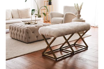 Murmu Sittekrakk 100 cm - Gull/Hvit - Møbler - Stoler - Krakk - Fotskammel