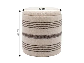 Nirek rund sittepuff med oppbevaring i ullstoff - lys beige - Møbler - Stoler - Krakk - Puff