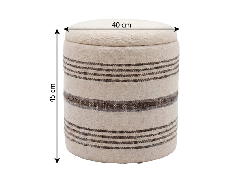 Nirek rund sittepuff med oppbevaring i ullstoff - lys beige - Møbler - Stoler - Krakk - Puff