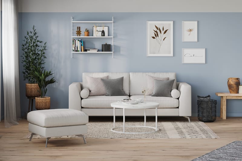 Ocean Lyx Fotskammel - Linbeige/Kromben - Møbler - Stoler - Krakk - Fotskammel