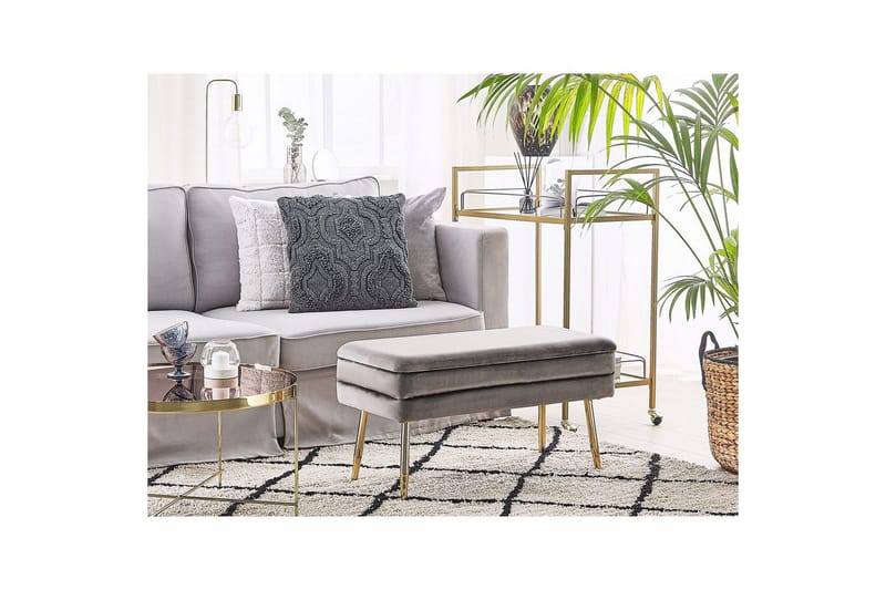 Oppbevaringsbenk Durham Grå - Grå - Møbler - Stoler - Krakk - Fotskammel