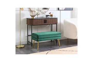 Oppbevaringsbenk Durham Grønn/gull - Grønn/gull - Møbler - Stoler - Krakk - Fotskammel