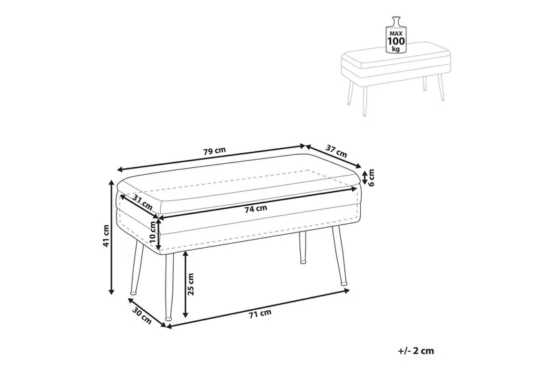Oppbevaringsbenk Durham Grønn/gull - Grønn/gull - Møbler - Stoler - Krakk - Fotskammel