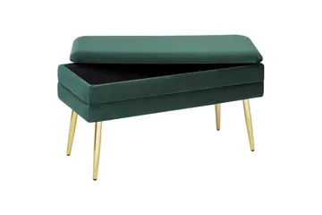 Oppbevaringsbenk Durham Grønn/gull - Grønn/gull - Møbler - Stoler - Krakk - Fotskammel